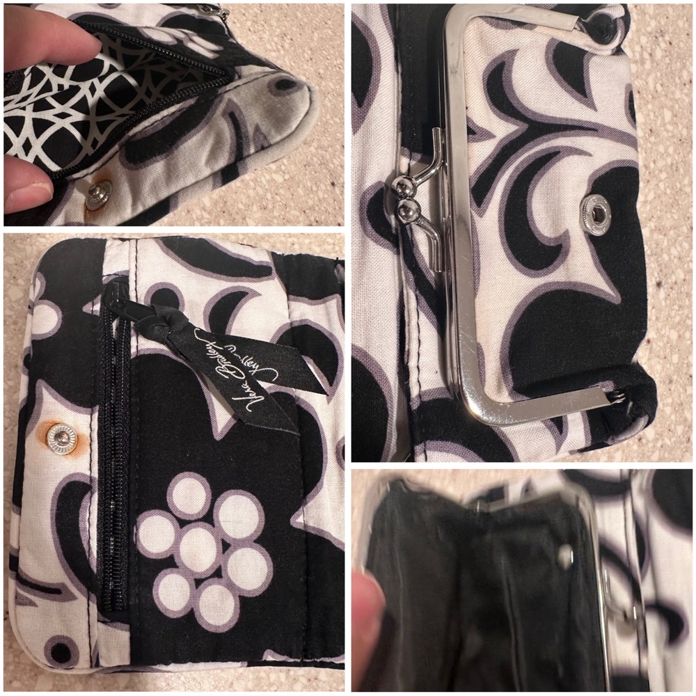 Vera Bradley Set Day & Night Mini Hipster Crossbody & Matching Wallet B&W Floral - Picture 12 of 16